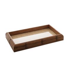 Imagem de BANDEJA DE MADEIRA BAMBU COM SISAL NATURAL 30CM X 17CM X 4CM - WOODART - Rojemac Impotacao E Exportacao Ltda