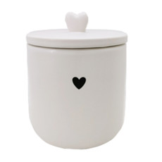 Imagem de POTICHE DECORATIVO DE CERÂMICA HEART BRANCO 10X10X12 CM - Coliseu Presentes Ltda