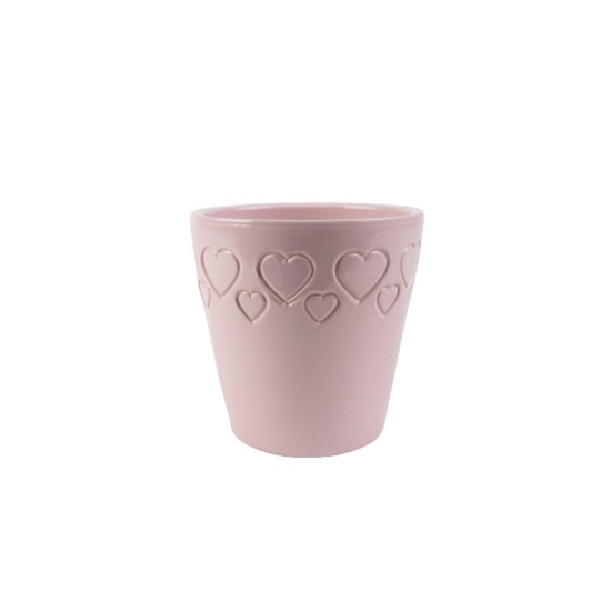 Imagem VASO DECORATIVO EM CERÂMICA SENEGAL HEARTS PINK 14X14 CM