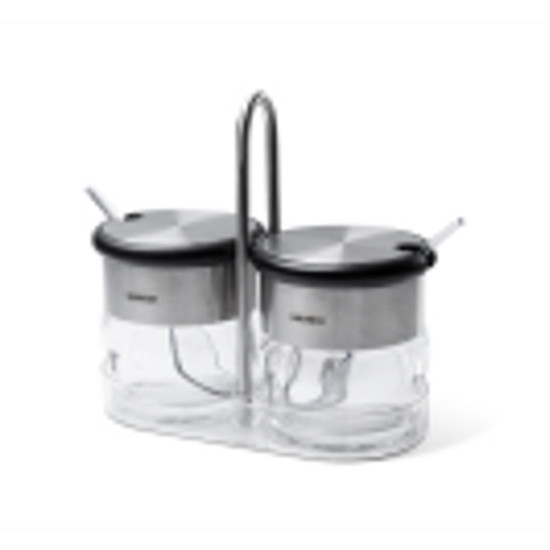 CONJUNTO 2 PEÇAS PORTA CONDIMENTOS 110ML COM COLHER CRYSTAL 15,2X7