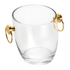 Imagem de BALDE PARA CHAMPANHE EM VIDRO COM ALÇAS EM INOX ASTI 19X21CM DOURADO - Rojemac Impotacao E Exportacao Ltda