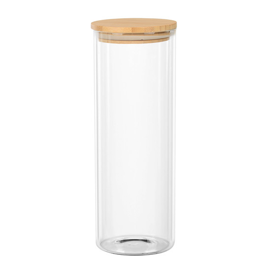 Imagem PORTA MANTIMENTO REDONDO EM VIDRO BOROSSILICATO COM TAMPA DE BAMBU 1,8L Ø10XA27,5CM
