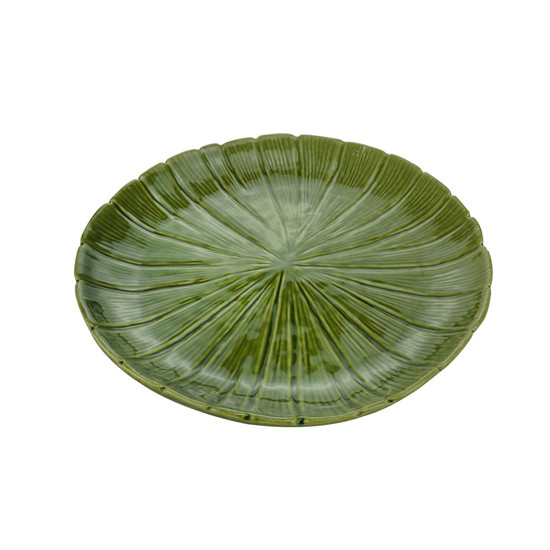 Imagem PRATO DECORATIVA DE CERÂMICA BANANA LEAF VERDE 24,5X3CM LYOR 