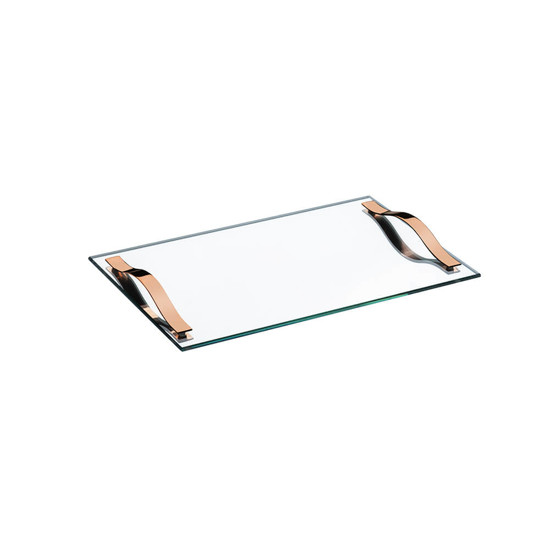 Imagem BANDEJA SLIM VIDRO ALÇAS COBRE