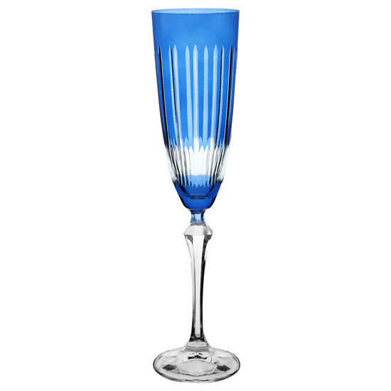 Imagem TAÇA PARA CHAMPANHE LAPIDADA EM CRISTAL ECOLÓGICO 190ML COR AZUL