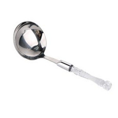 Imagem de CONCHA PARA SOPA DE AÇO INOX COM CABO DE PLÁSTICO BAMBU TRANSPARENTE 19,5CM - LYOR - Coliseu Presentes Ltda