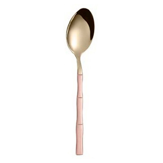 Imagem COLHER PARA SOBREMESA DE AÇO INOX BAMBU ELEGANT CHAMPANHE/ROSE 15,2CM 1 UNIDADE  - LYOR 