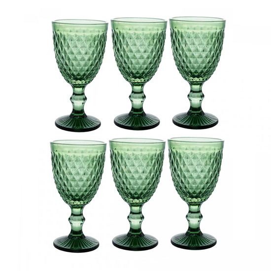 Imagem CONJUNTO 6 TAÇAS PARA ÁGUA 340ML DE VIDRO BICO DE ABACAXI VERDE 17X9X9CM - LYOR