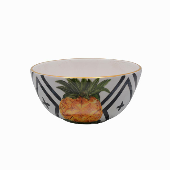 Imagem BOWL ORNAMENTAL PEQUENO TROPICAL 15X7,5CM GRÁFICO ABACAXI