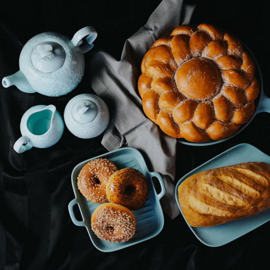 Imagem CONJUNTO 3 PEÇAS EM PORCELANA PARA CHÁ BUTTERFLY AZUL CLARO - BON GOURMET