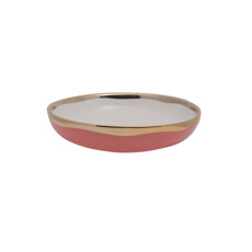 Imagem de BOWL ROSA E BRANCO COM BORDA DOURADA 19CM - HOME DESIGN  - Home Design Comercio, Importacao E Exportacao - Eireli