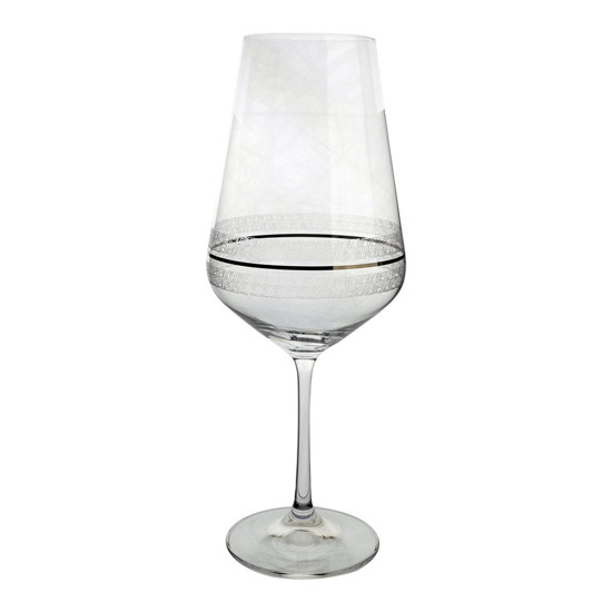 Imagem JOGO DE TAÇAS PARA ÁGUA PLATINUM RIM EM CRISTAL ECOLÓGICO 550ML A25CM 6 PEÇAS - BOHEMIA CRISTAL