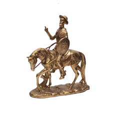 Imagem de ESCULTURA DECORATIVA EM RESINA DOURADA HOMEM COM CAVALO  - Cross Comercial Ltda