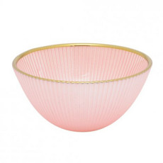 Imagem de BOWL EM VIDRO ROSA COM BORDA ODOURADA P - COMRUS  - Cromus Embalagens Ind. E Com. Ltda