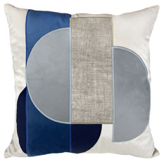 Imagem de ALMOFADA VELUDO OFF 52X52CM APLIQUE CHEIO COR MARINHO/AZUL MOD02 - DECORTEXTIL - B H Turqueto Decoracoes Me