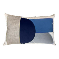 Imagem de ALMOFADA VELUDO OFF 35X52CM  APLIQUE CHEIO MARINHO/AZUL - DECORTEXTIL - B H Turqueto Decoracoes Me