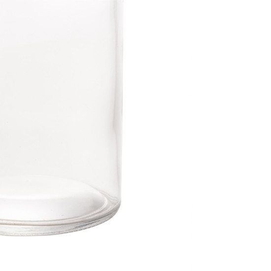 Imagem POTE DE VIDRO BOROSILICATO TRANSPARENTE COM TAMPA DE ACRÍLICO VERMELHA - LYOR 