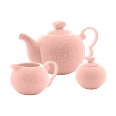 Imagem de CONJUNTO 3 PEÇAS PARA CHÁ DE PORCELANA BUTTERFLY ROSA -  BON GOURMET - Rojemac Impotacao E Exportacao Ltda