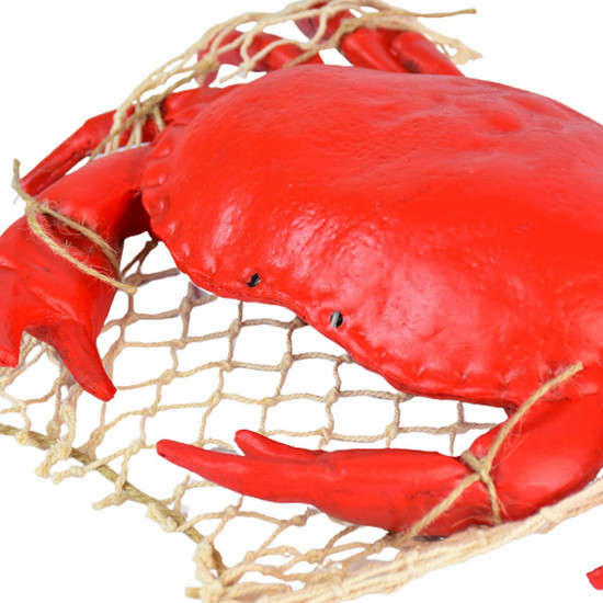 Imagem ENFEITE DECORATIVO CARANGUEIJO VERMELHO NA REDE - ENTRE MARES 