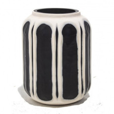 Imagem de VASO DECORATIVO EM VIDRO COR PRETO E BRANCO - ANTICA - Antica Com De Obj E Art De Decoracao Ltda Epp