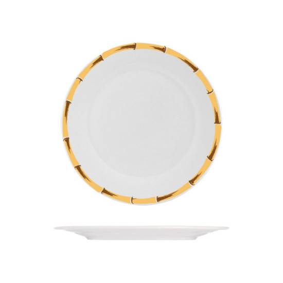 Imagem PRATO DE PORCELANA SOBREMESA BORDA BAMBU 18CM - LYOR 