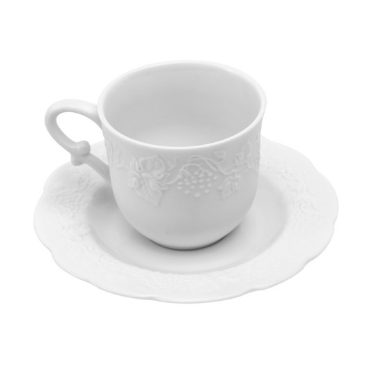 Imagem CONJUNTO 06 XÍCARAS PARA CAFÉ DE PORCELANA COM PIRES LIMOGES NIZA COR BRANCO - WOLFF