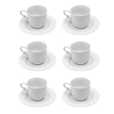 Imagem de CONJUNTO 06 XÍCARAS PARA CAFÉ DE PORCELANA COM PIRES LIMOGES NIZA COR BRANCO - WOLFF - Rojemac Impotacao E Exportacao Ltda