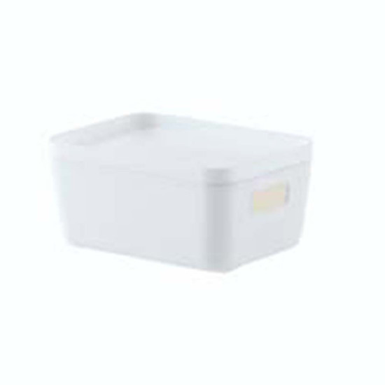 Imagem CESTO ORGANIZADOR COM TAMPA IDEALLE 18 X 13 X 8CM COR BRANCO - PARAMOUNT