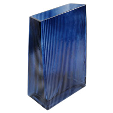 Imagem de VASO DECORATIVO DE VIDRO COR AZUL 15X9X25CM - CROSS - Cross Comercial Ltda