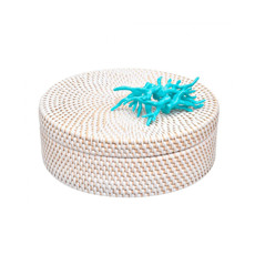 Imagem de CAIXA DECORATIVA EM RATTAN FLAT CORAL TURQUESA - Thay Thay Com Importacao E Exportacao Ltda