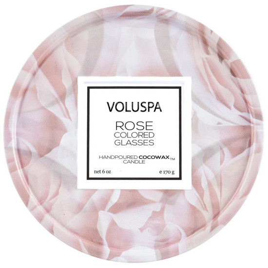 Imagem MINI VELA LATA 2 PAVIOS 25H ROSE COLORED GLASSES VOLUSPA 