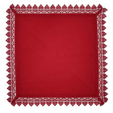 Imagem de GUARDANAPO RENDADO DE POLIESTER VERMELHO 45X45CM RAFIMEX  - Rafimex Comercial Imp E Exp Ltda