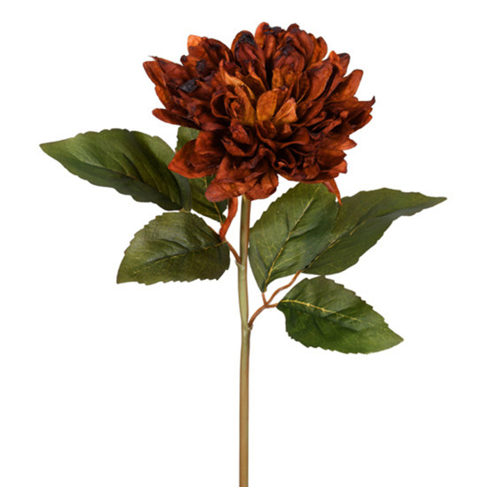 Imagem HASTE DECORATIVA DE DÁLIA COR CANELA OUTONADA EM PLÁSTICO MOLDÁVEL 60X20 CM - GRILLO