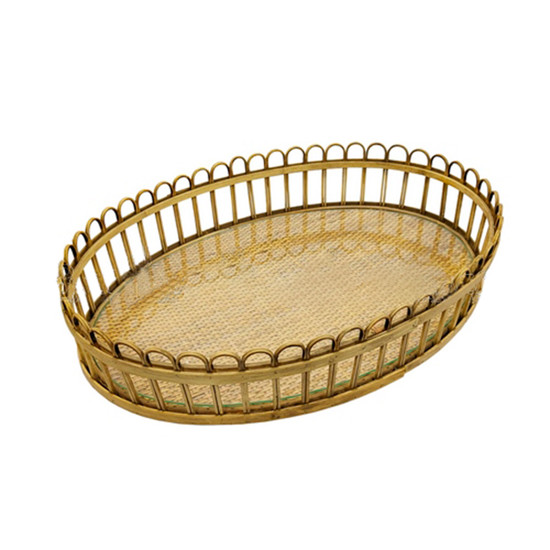 Imagem BANDEJA EM RATTAN OVAL EM RATTAN E VIDRO M 11X54X38CM - LUCATTI 