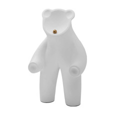 Imagem de ESCULTURA URSO MINIMALISTA  EM RESINA COR BRANCO E DOURADO 26X13X40CM - LUCATTI  - Lucatti Artes E Decoracoes Ltda