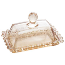 Imagem de MANTEIGUEIRA DE CRISTAL PEARL ÂMBAR 14CM X 9CM X 8CM - WOLFF - Rojemac Imp E Exp Ltda (Itajai)