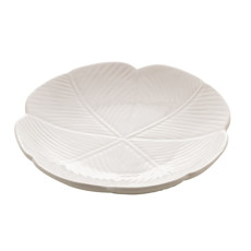 Imagem de PRATO DECORATIVO DE CERÃMICA BANANA LEAF BRANCO 27,5CM X 26,5CM X 5CM LYOR  - Coliseu Presentes Ltda