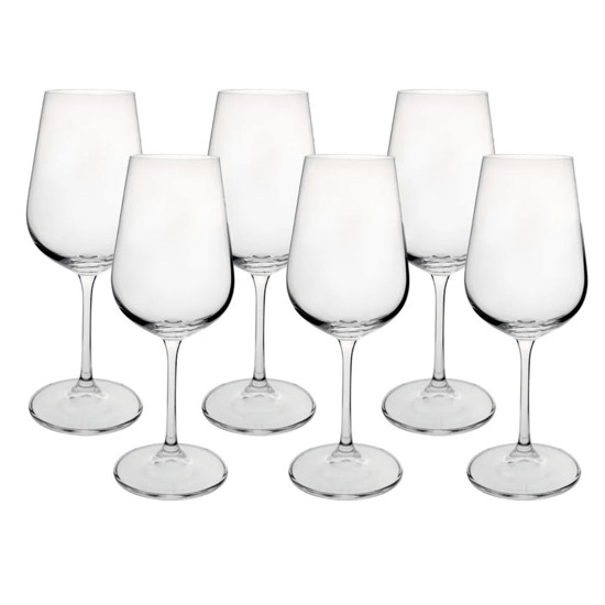 Imagem JOGO DE 6 TAÇAS PARA VINHO BRANCO EM CRISTAL ECOLÓGICO 360ML A21CM - BOHEMIA