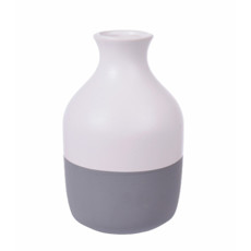 Imagem de VASO DECORATIVO EM CERÂMICA COR CINZA E BRANCO 4X10X15CM - GRILLO 51949 - Grillo Ltda