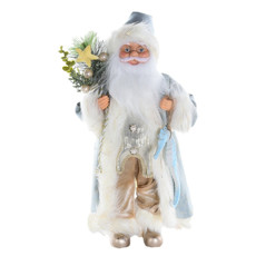 Imagem de PAPAI NOEL DECORATIVO COM SACO DE PRESENTES COR AZUL, VERDE E BRANCO P 20X28X47CM - CROMUS  - Cromus Embalagens Ind. E Com. Ltda