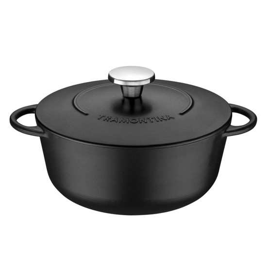 Imagem CAÇAROLA TRAMONTINA TRENTO EM FERRO ESMALTADO ANTIADERENTE STARFLON EXCELLENT 24 CM 4 L