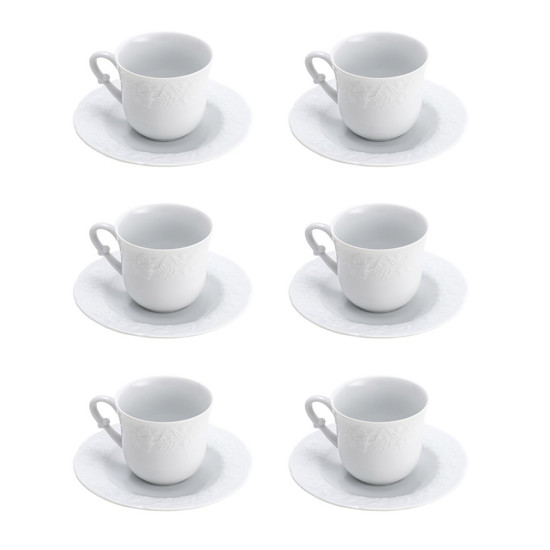 Imagem CONJUNTO 6 XÍCARAS DE CAFÉ DE PORCELANA LIMOGES COM PIRES VENDANGE 100ML - WOLFF