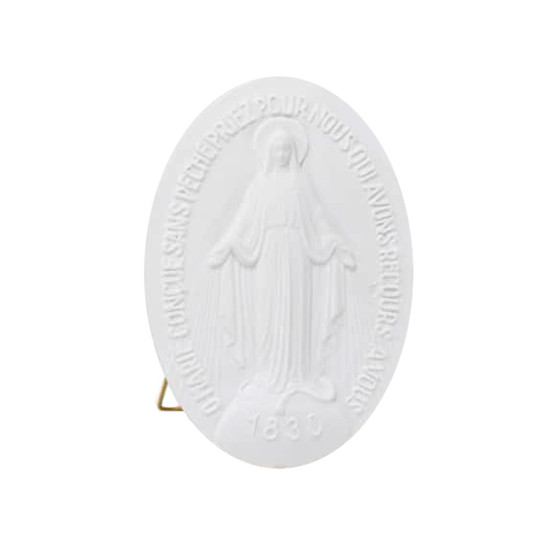 Imagem MEDALHÃO NOSSA SENHORA DAS GRAÇAS COR BRANCO DE PÓ DE MARMORE - VIGORE 