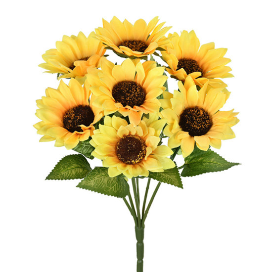 Imagem BUQUÊ DECORATIVO DE GIRASSOL AMARELO EM PLÁSTICO MOLDÁVEL 36X20 CM - GRILLO