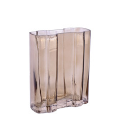 Imagem de VASO DECORATIVO EM VIDRO RETANGULAR COR MARROM 7X16X20CM - GRILLO 53054 - Grillo Ltda