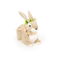 Imagem de COELHO DECORATIVO DEITADA COM LAÇO 26CM - TOK DA CASA  - Store Mania Comercio E Importacao Ltda