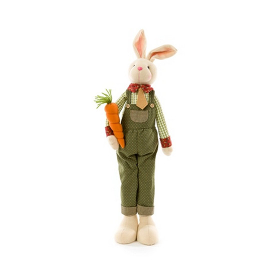 Imagem COELHO DECORATIVO EM PÉ SEGURANDO CENOURA COR VERDE 58X9X18CM - TOK DA CASA 