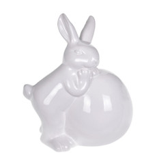 Imagem de COELHO DECORATIVO DE CERÂMICA COR BRANCO 22CM - GRILLO 50599 - Grillo Ltda
