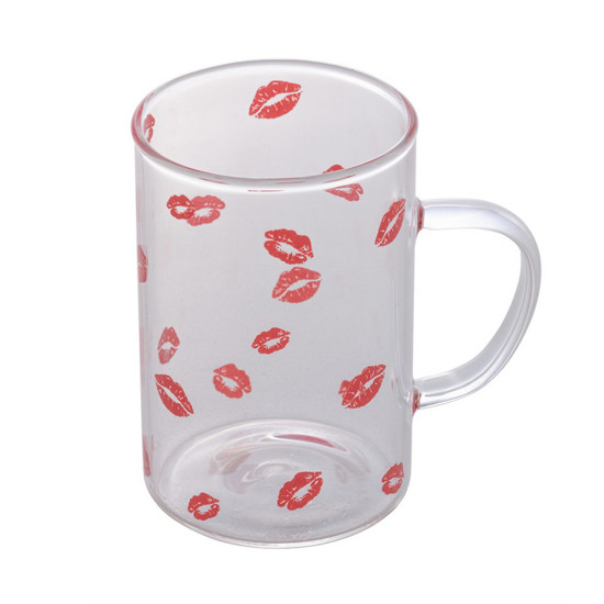 Imagem CANECA DE VIDRO BOROSSILICATO RESISTENTE AO CALOR KISS 280ML - LYOR