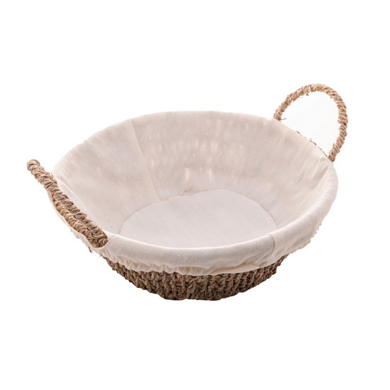 Imagem CESTA REDONDA DE SISAL COM FORRO EM TECIDO E ALÇA 24,5CM X 12,5CM - WOLFF